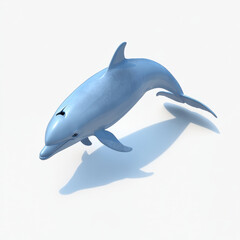 Obraz premium Light blue dolphin leaping, isolated on white background.