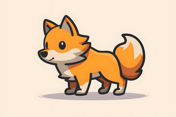 Fototapeta premium Flat colorful logo of a cute wolf in cartoon style