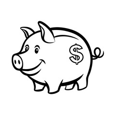 Fototapeta premium Piggy bank illustration with dollar sign