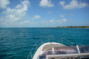View from the stern of the yacht to the azure sea
