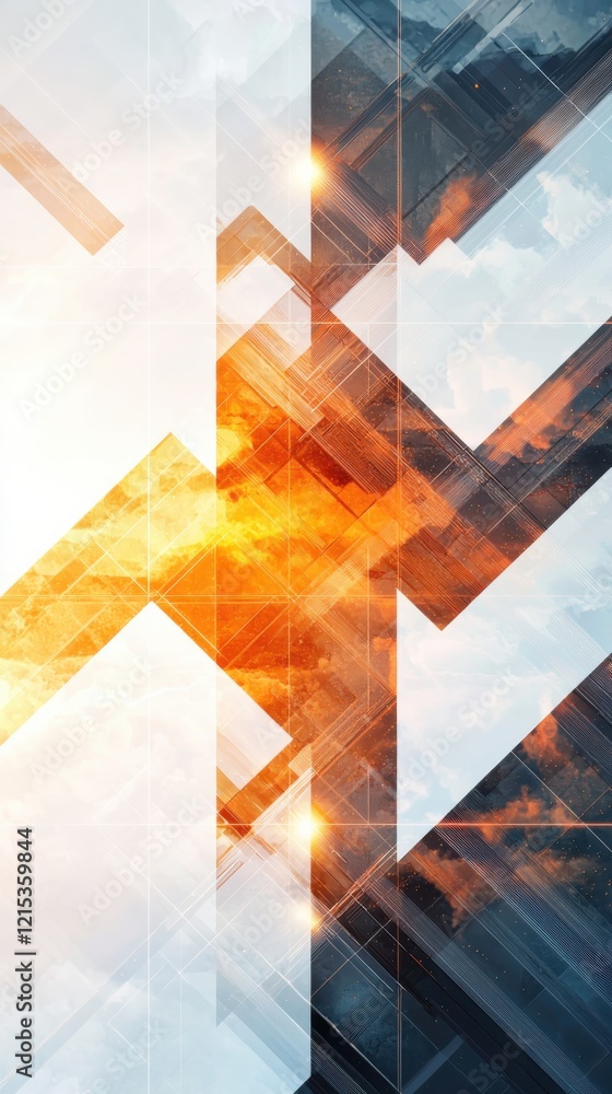Poster geometric pattern creation featuring abstract minimalist design digital art gigapixel quality modern