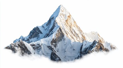 Obraz premium Majestic snow-capped peak sunrise, Himalayan range, isolated on white, adventure tourism