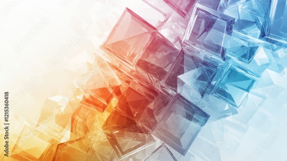 Poster dynamic action of colorful geometric prisms abstract art design modern digital background studio env