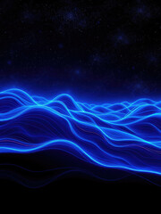 Fototapeta premium cosmic abstract blue line wave background with stars, space background, otherworldly wave, blue line wave, galaxy background