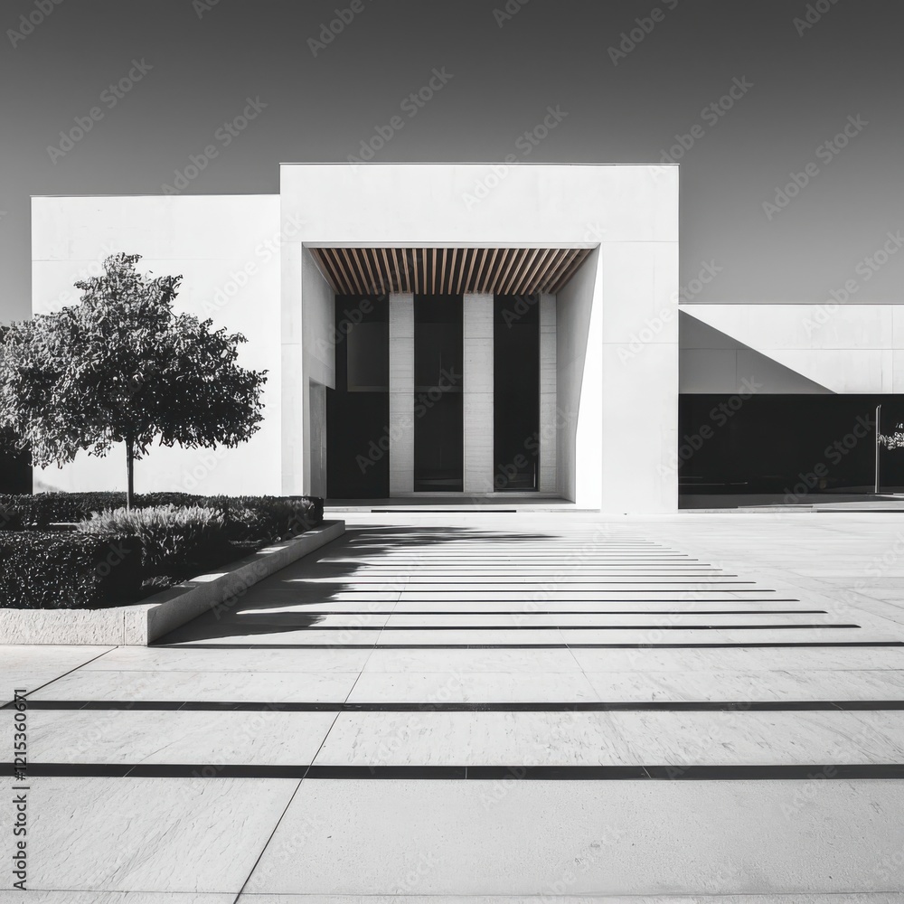 Poster minimalist architectural design showcasing structural lines and subtle gradients in a modern buildin