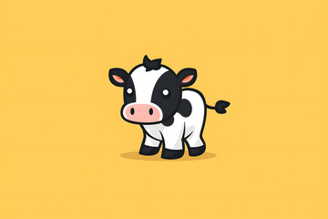 Flat colorful logo of a cute cow in cartoon style