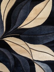 Fototapeta premium Elegant leaf design adorns a soft rug showcasing natural motifs in rich colors and textures for home decor
