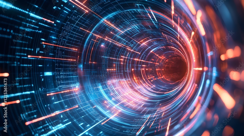 Poster abstract digital data tunnel visualization