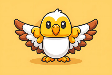 Flat colorful logo of a cute eagle in cartoon style