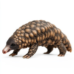 Obraz premium Scaly pangolin walking, isolated on white.