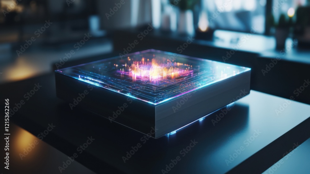 Poster futuristic holographic interface display modern workspace digital art immersive environment close-up