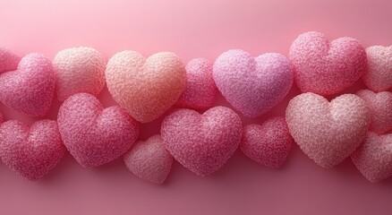 Fototapeta premium Romantic Pink and Coral Hearts Background Valentine s Day Love Sweet Cute Texture