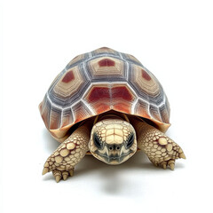 Radiated tortoise, intricate shell pattern, facing forward.