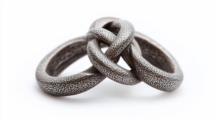 Obraz premium Intertwined metal rings, studio shot, white background, jewelry design