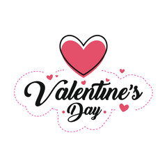 Valentine's Day Romantic Heart Design with Love Typography and Hand-Drawn Elements for Cards, Gifts, and Decorations