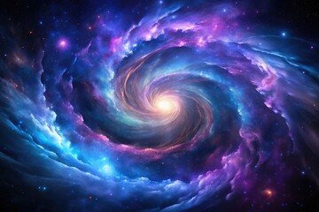 Deep space with swirling purple and blue nebulas against a black background, universe, nebula, celestial