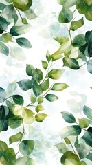 Organic watercolor leaf pattern design soft and subtle textures nature illustration serene environment aesthetic viewpoint depth and gradient concept