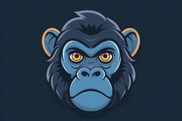 Fototapeta premium Flat colorful logo of a cute gorilla in cartoon style