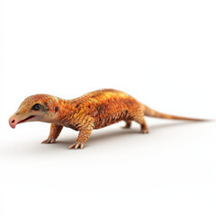 Naklejka premium Orange scaled reptile, long tail, unique snout.