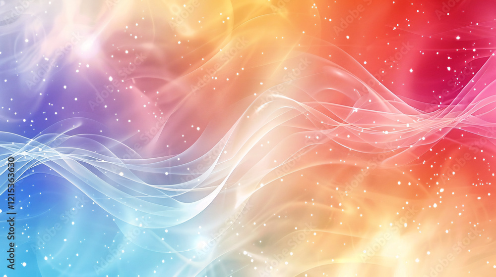 Poster elegant abstract pastel background with wavy lines and sparkles for a harmonious design