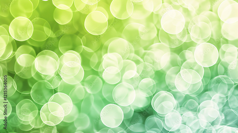 Poster Dreamy effect created by green and yellow bokeh lights against an abstract background