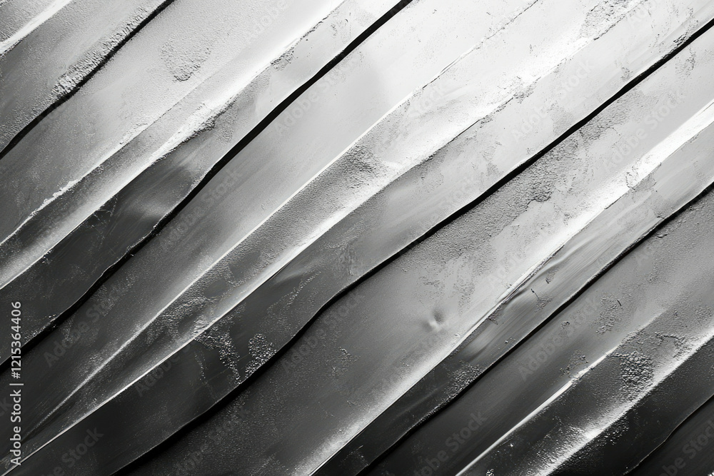 Poster abstract grayscale image featuring diagonal, textured stripes with varying shades of gray.