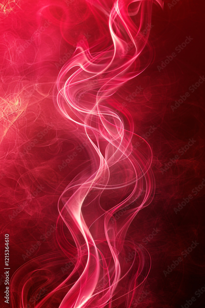 Poster Ethereal red smoke forms a mesmerizing undulating design against a dark backdrop