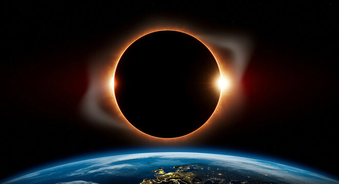 solar eclipse earth view cosmic event stunning outer space phenomenon celestial observation