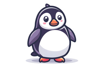 Flat colorful logo of a cute penguin in cartoon style