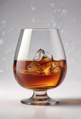 Elegant Brandy Cognac Glass Isolated on White Background , luxury item, isolated object