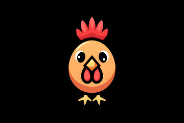 Flat colorful logo of a cute rooster in cartoon style