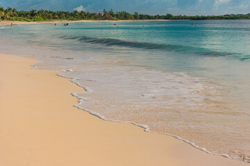 Sea shore on the Caribbean beach in the Area Hoteleria in Cancun.