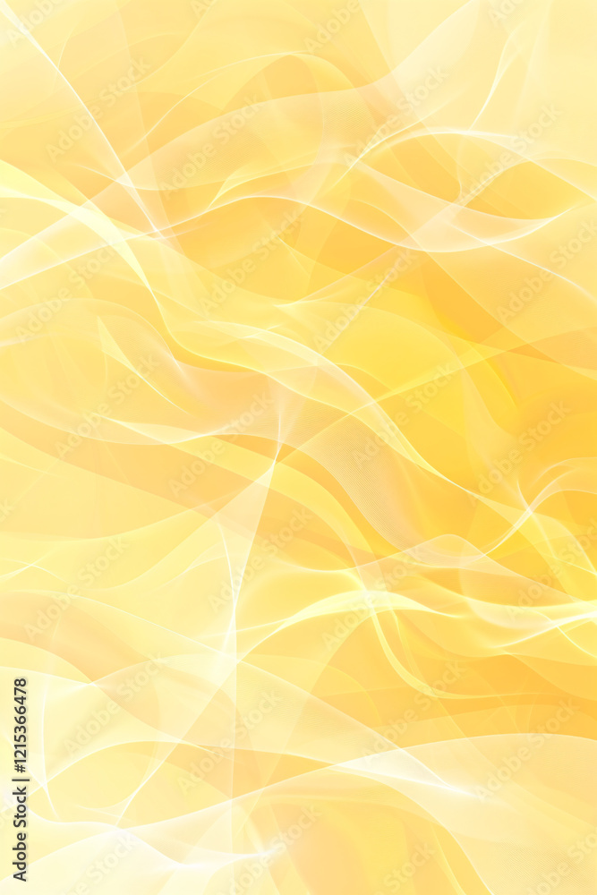Aufkleber Dynamic movement: abstract yellow background with flowing wavy lines creates a sense of energy