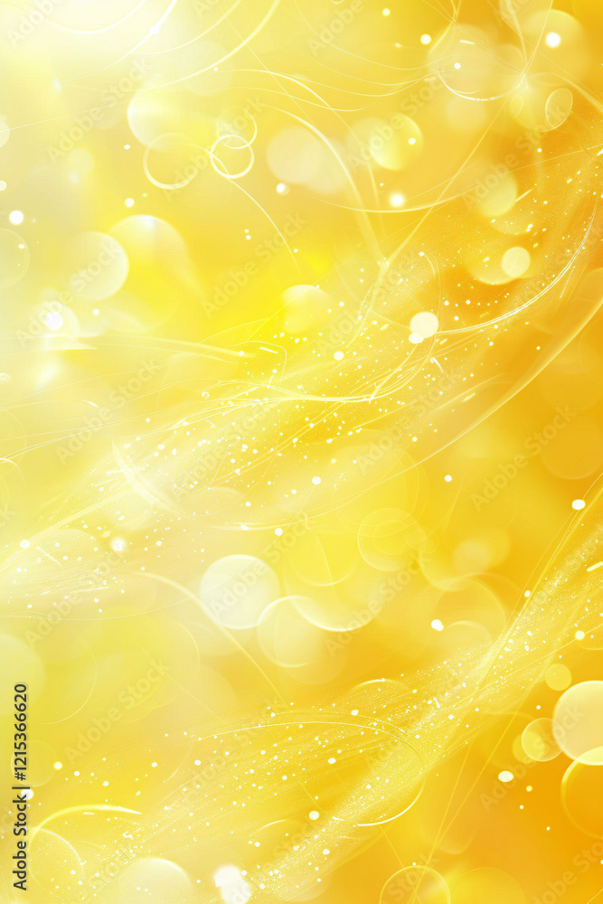 Leinwandbilder vibrant yellow abstract background with wavy lines and a bokeh effect