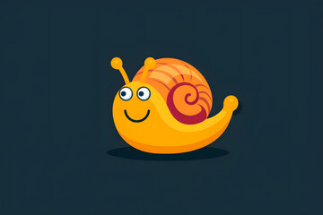 Flat colorful logo of a cute snail in cartoon style