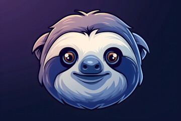 Flat colorful logo of a cute sloth in cartoon style