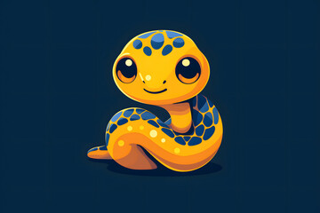 Flat colorful logo of a cute snake in cartoon style