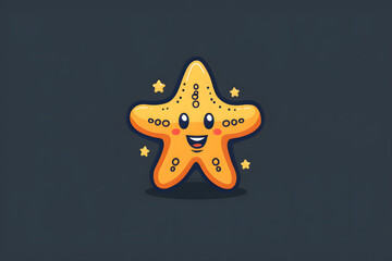 Flat colorful logo of a cute starfirsh in cartoon style
