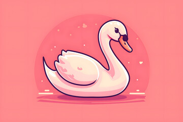 Flat colorful logo of a cute swan in cartoon style