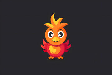 Flat colorful logo of a cute turkey in cartoon style