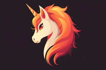 Flat colorful logo of a cute unicorn in cartoon style