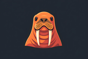 Flat colorful logo of a cute walrus in cartoon style