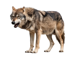 Gray wolf, angry expression, transparent PNG