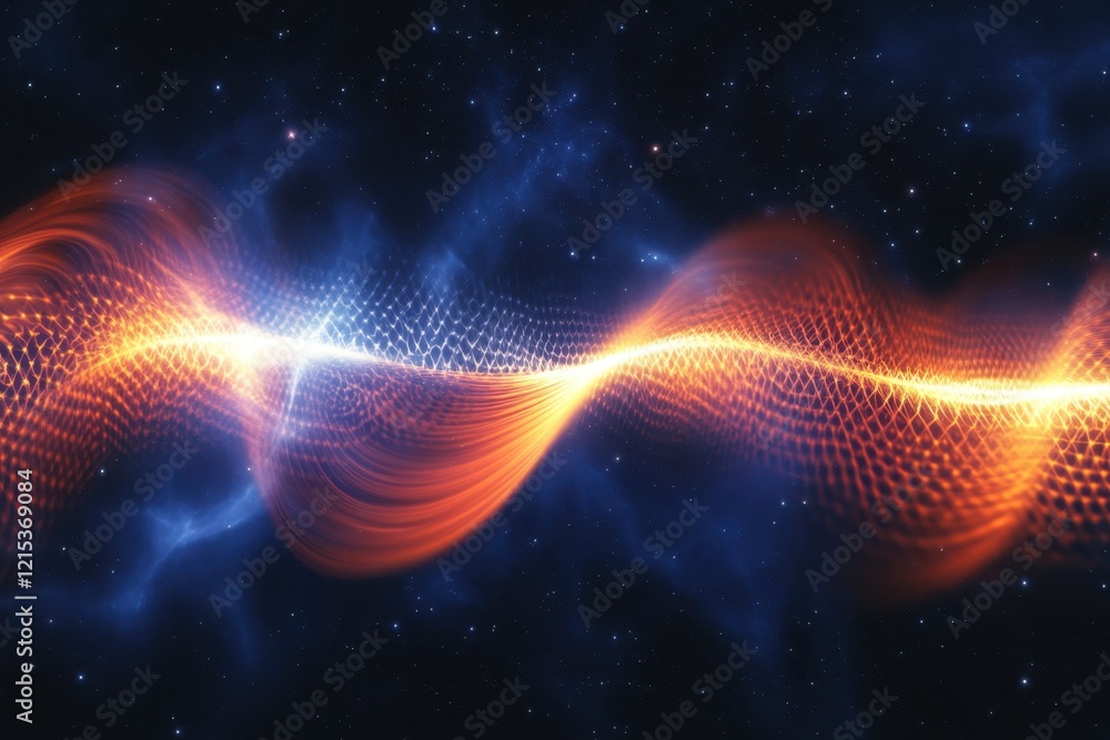 Poster colorful wave patterns in space depicting motion and energy in the universe