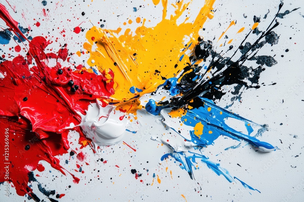 Poster dynamic paint splashes evoking creativity art studio abstract background colorful environment close-