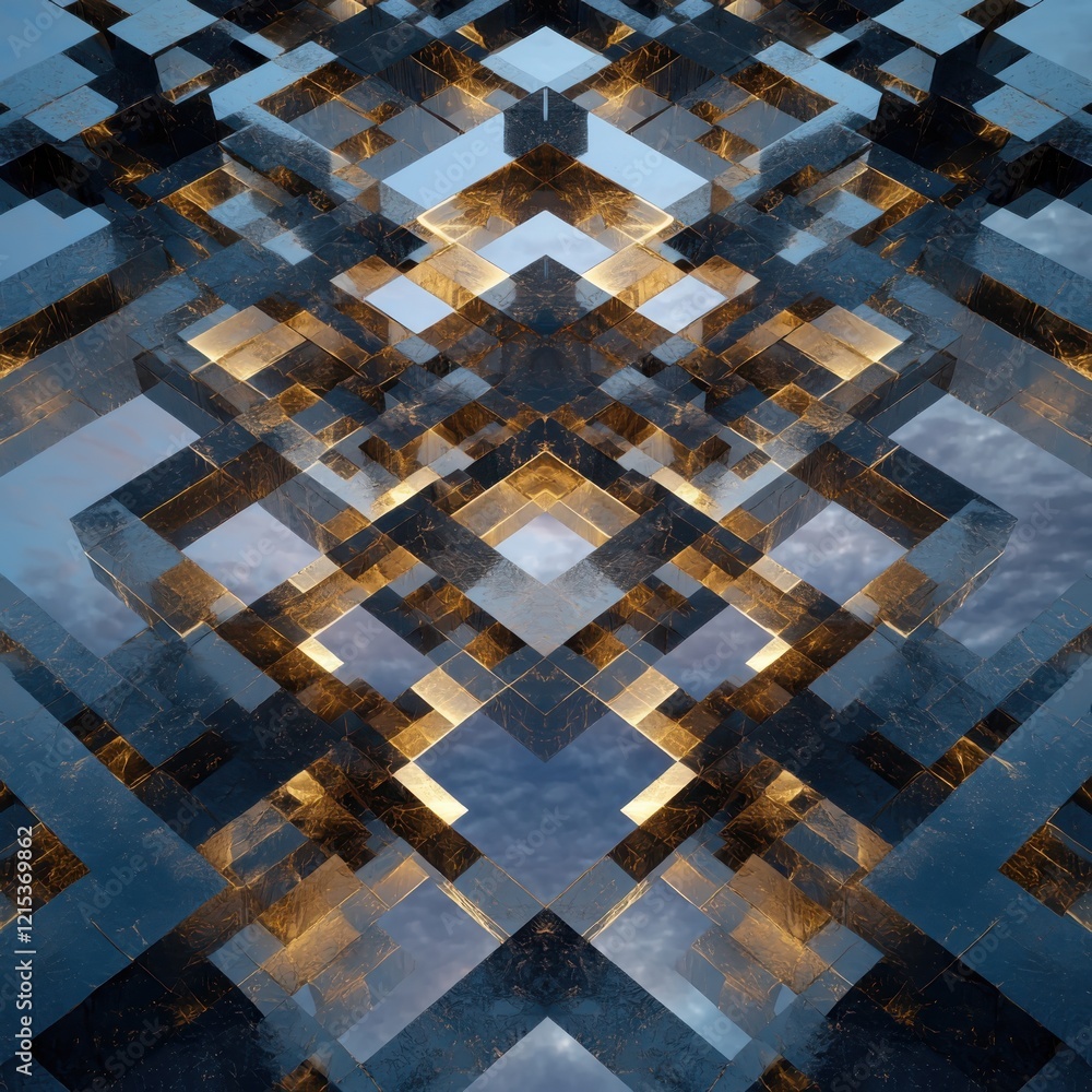 Poster Dynamic fractal structures digital art geometric patterns abstract environment aerial view complexity and self-similarity in gigapixel imagery