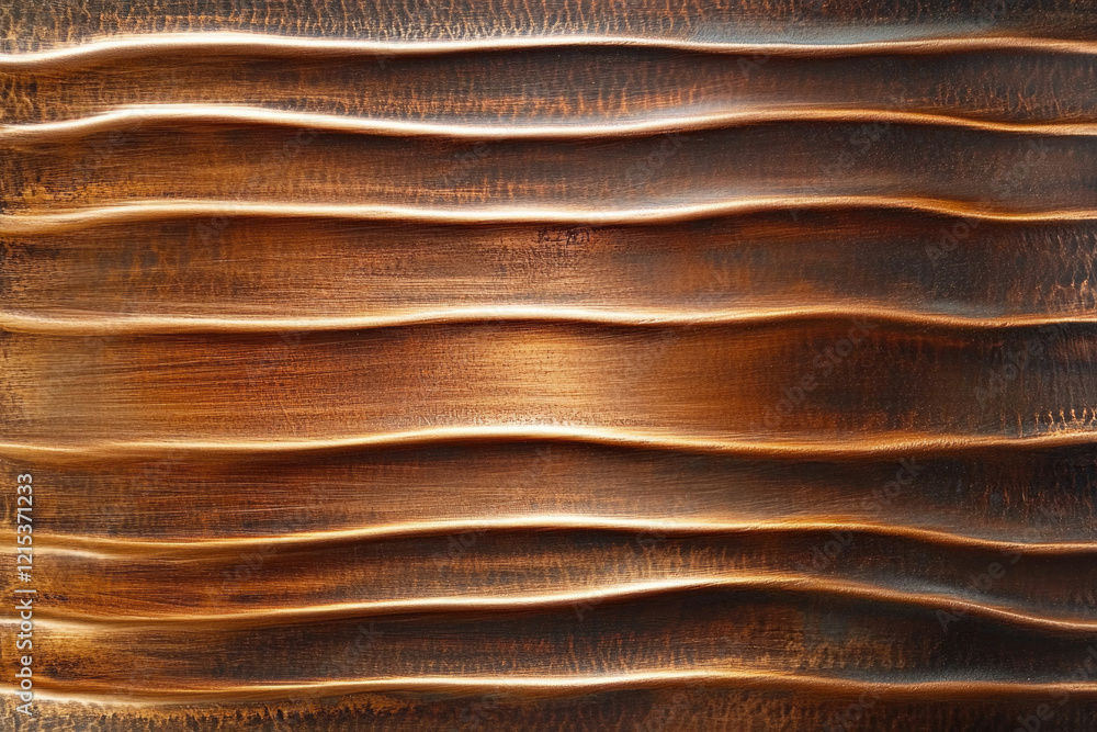 Poster Abstract brown metallic texture with wavy, horizontal lines creating a luxurious and elegant background.
