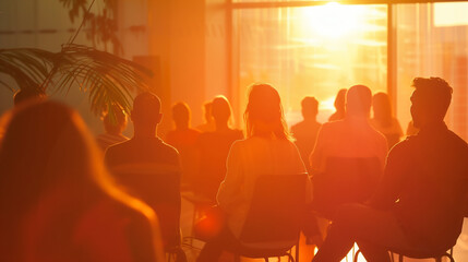 Engaged learning, audience, listeners at a business presentation