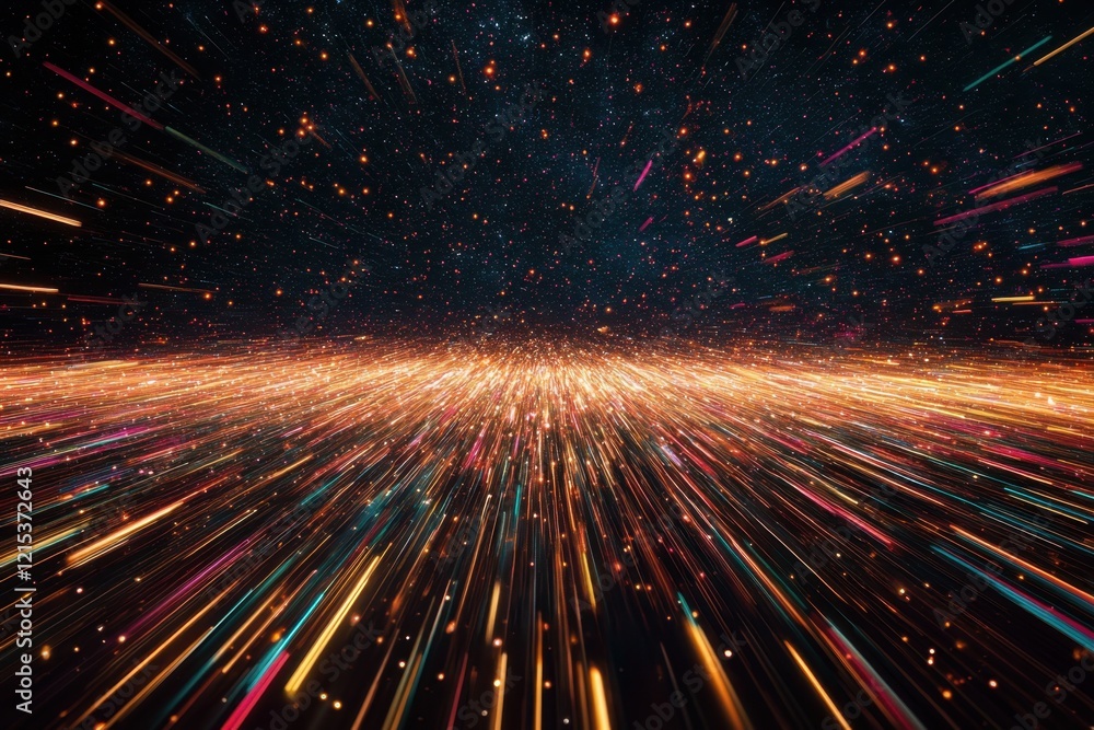 Aufkleber dynamic burst of colorful lights creating a vibrant cosmic effect in the dark space