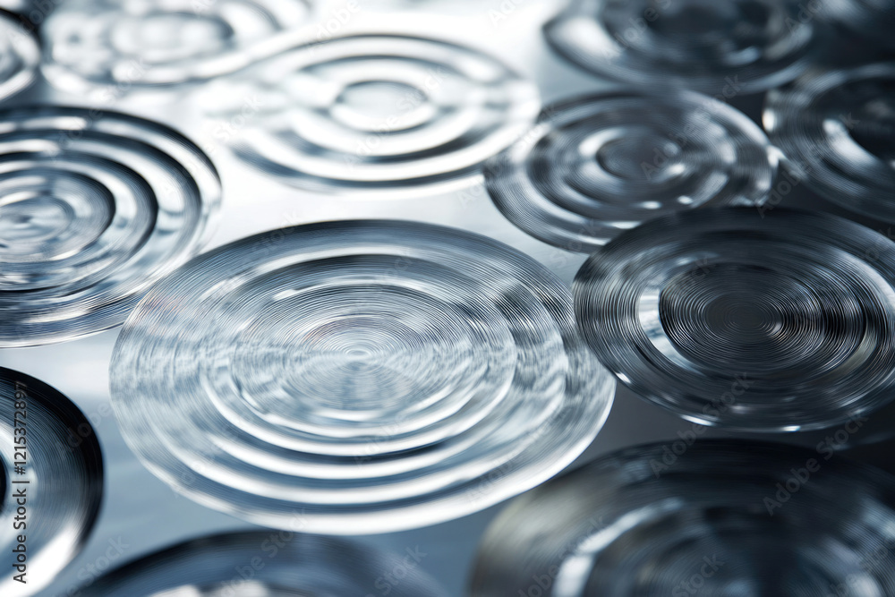 Poster Abstract image of concentric circles resembling water ripples or a metallic texture.